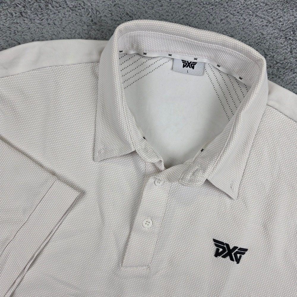 PXG Polo Mens Large White Short Sleeve Parsons Xtreme Golf Stretch Performance
